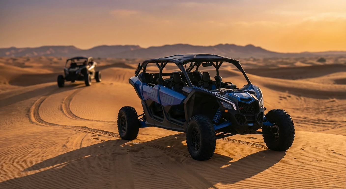 4 seater Can-Am Turbo RR dune buggy convoy in Dubai desert