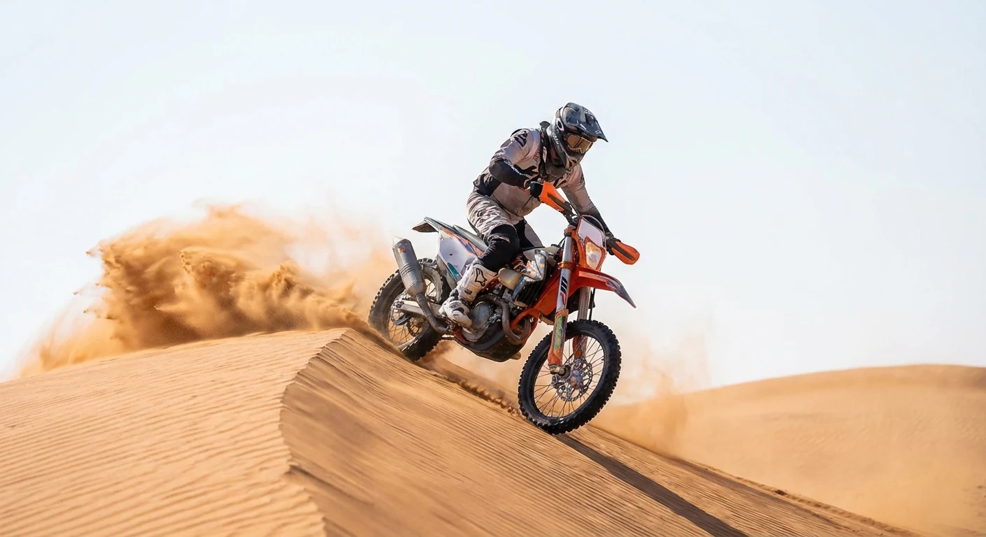 Off-road dirt bike rider in Dubai desert