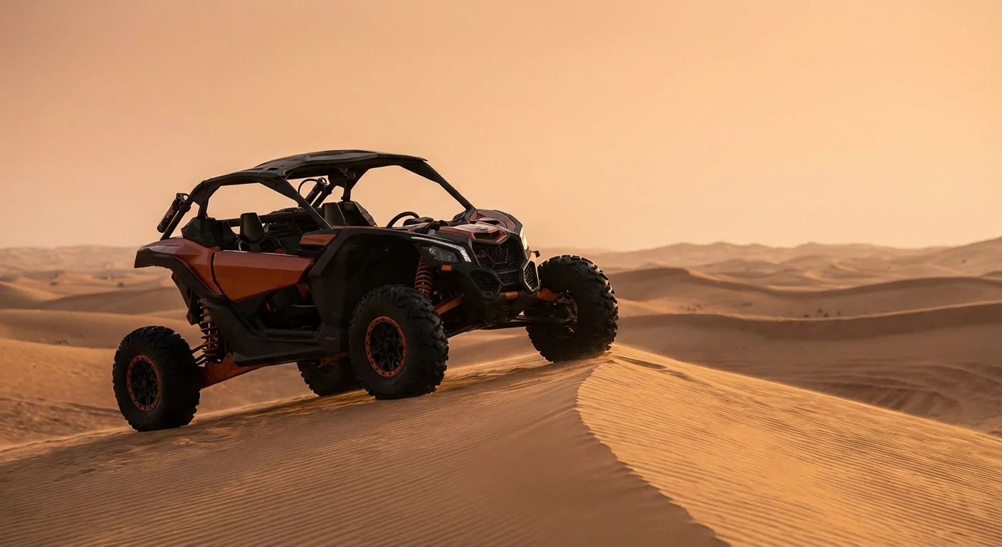 Burnt orange dune buggy on Dubai sand dunes
