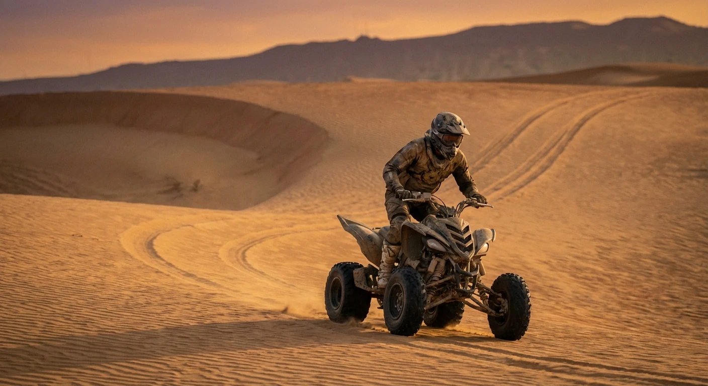 Quad bike rider crossing the Dubai desert